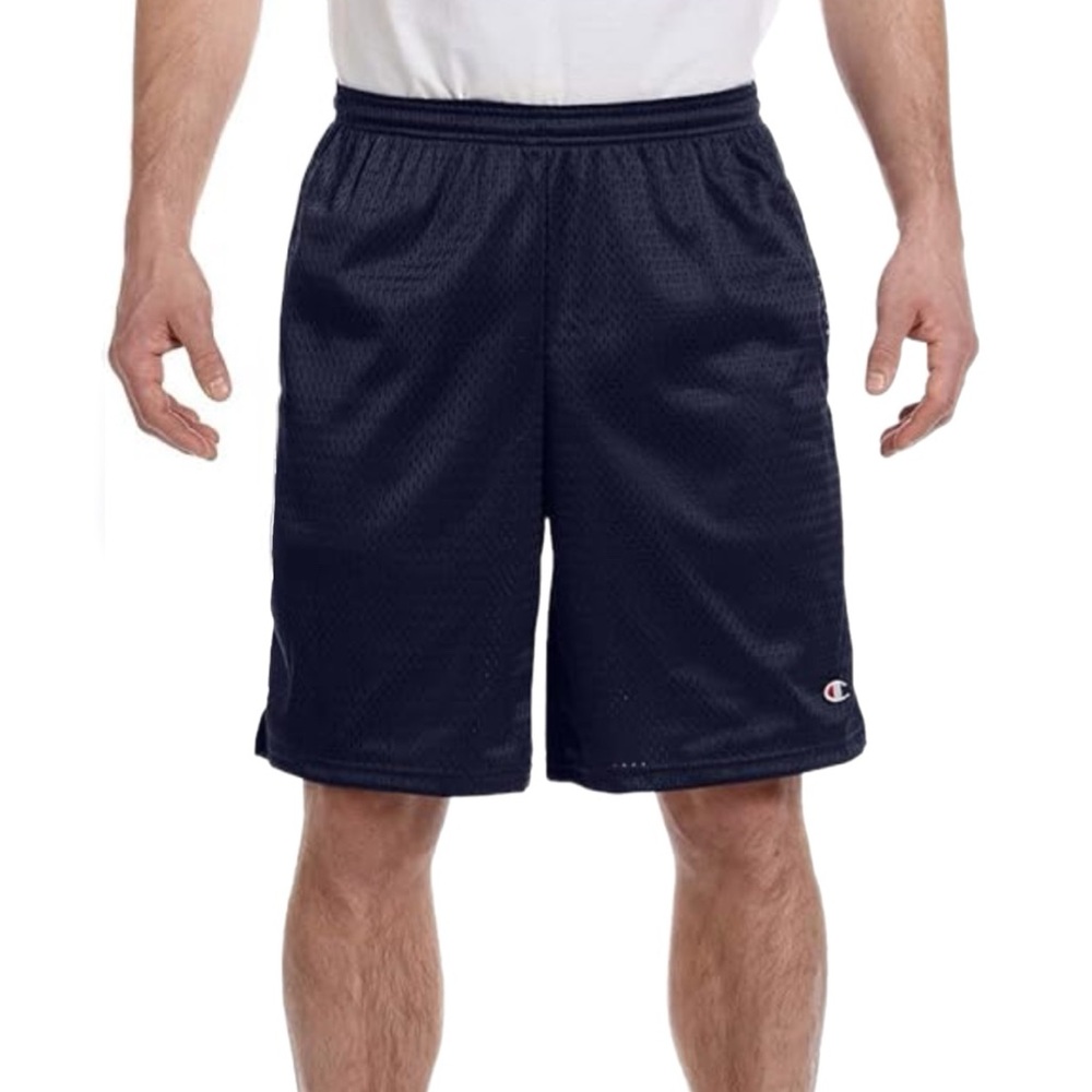 Champion Men’s Gym Mesh Navy Blue Elastic Waistband Shorts With Pockets, Size L